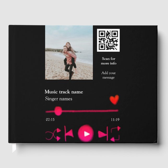 Livro De Visitas Casal personalizado do player de música (Frente)