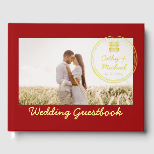 Livro De Visitas Casal Vermelho foto com logotipo de selo casamento