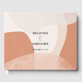 Livro De Visitas Casamento Abstrato da Boêmia Moderna Terracotta
