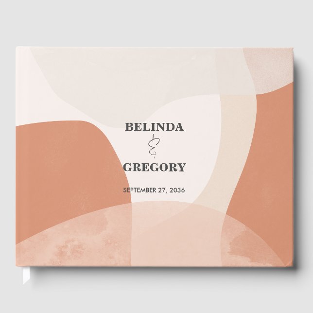 Livro De Visitas Casamento Abstrato da Boêmia Moderna Terracotta (Frente)