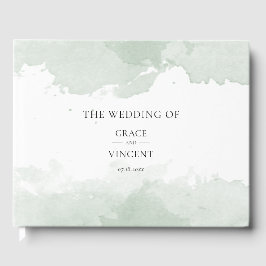 Livro De Visitas casamento abstrato verde de aquarela