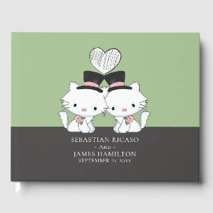 Livro De Visitas Casamento alegre temático personalizado do gato d