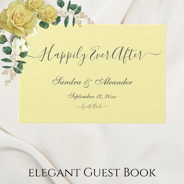 Livro De Visitas Casamento Amarelo Amarelo Manteiga Mínimo Elegante (Criador carregado)