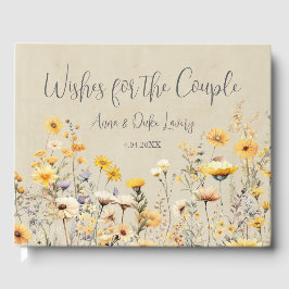 Livro De Visitas Casamento Amarelo de Flores Selvagens