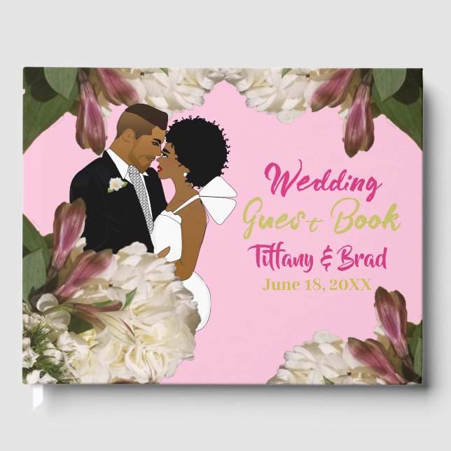 Livro De Visitas Casamento Americano Clássico Rosa (Frente)