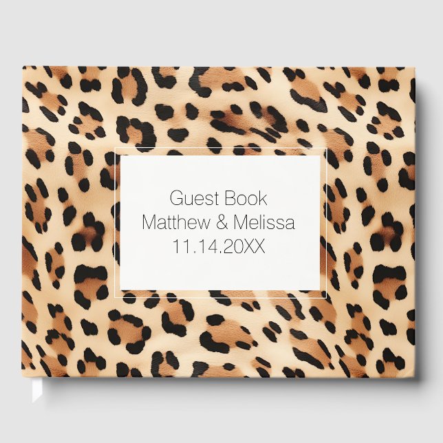 Livro De Visitas Casamento Animal Cream Leopard (Frente)
