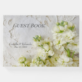 Livro De Visitas Casamento antigo com flores brancas