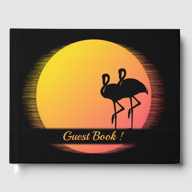 Livro De Visitas Casamento ao Pôr do Sol Flamejante à Noite (Frente)