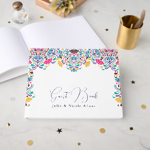 Livro De Visitas Casamento Arco-Íris do Estilo Fiesta Mexicano Vibr