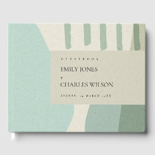 LIVRO DE VISITAS CASAMENTO ARTÍSTICO AZUL MODERNO ABSTRATO SOFT AQU