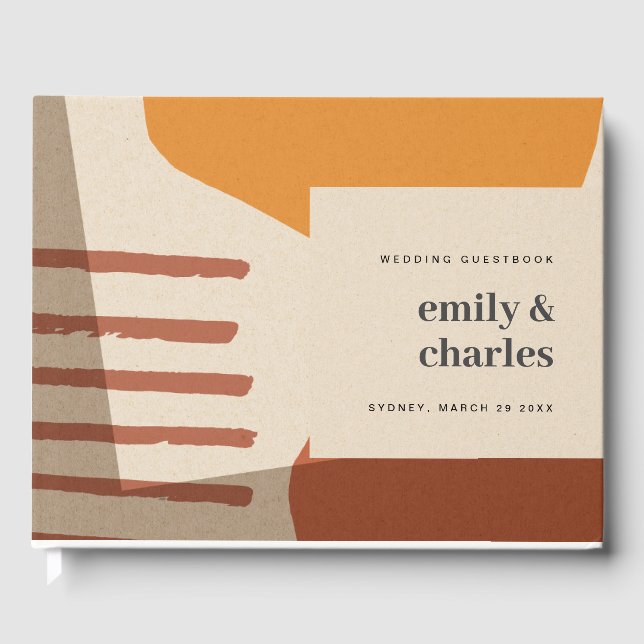 LIVRO DE VISITAS CASAMENTO ARTÍSTICO DE TERRACOTA AMARELO-ABSTRATO  (Frente)