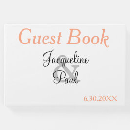 Livro De Visitas Casamento Azul Cantaloupe de Monograma Branco