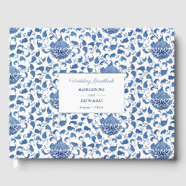 Livro De Visitas Casamento Azul Clássico Chic Chinoiserie