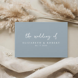 Livro De Visitas Casamento Azul Dusty, Script Elegante Simples