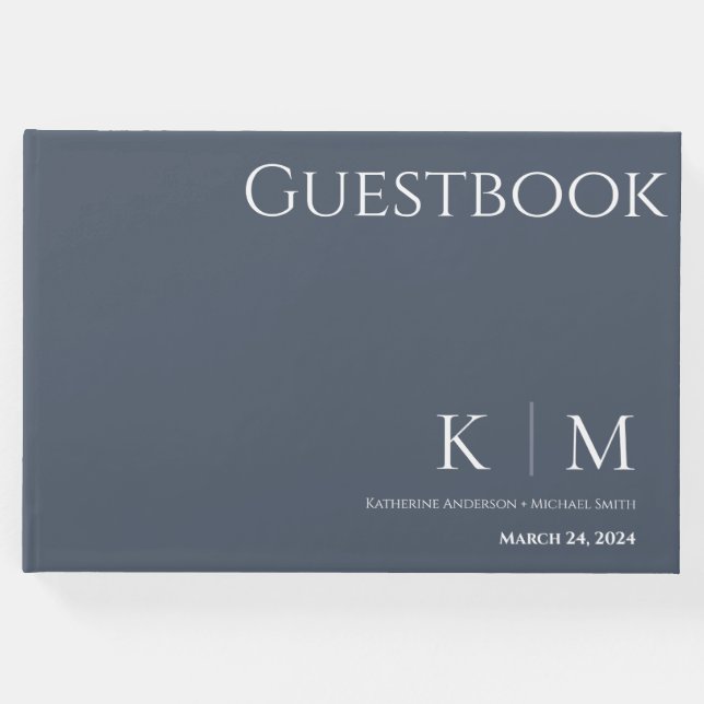 Livro De Visitas Casamento Azul e Branco (Frente)