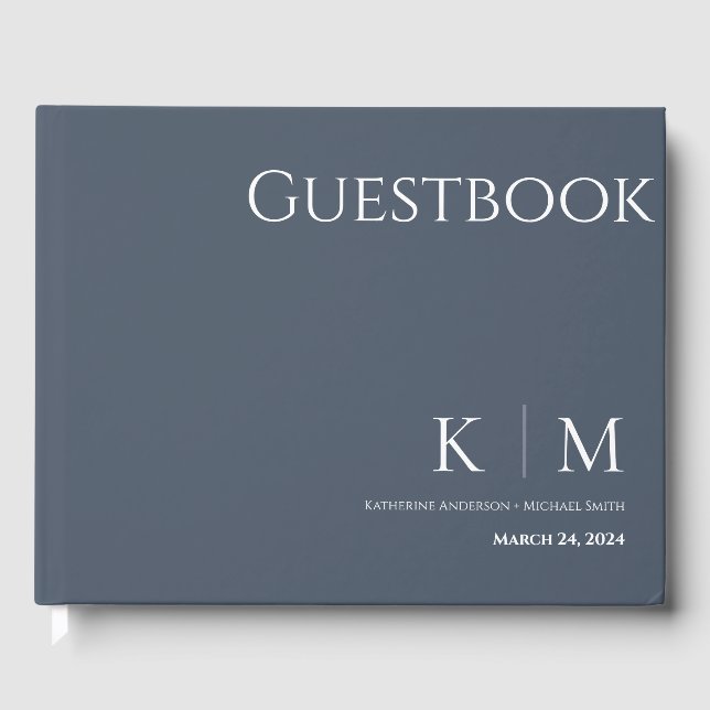 Livro De Visitas Casamento Azul e Branco (Frente)