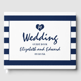 Livro De Visitas Casamento Azul e Branco do Marinho Quic Moderno