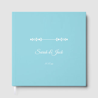 Livro De Visitas Casamento Azul e Branco Moderno