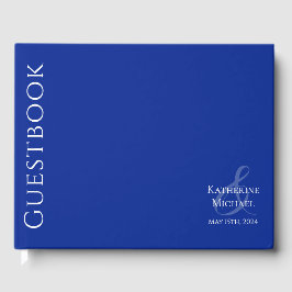 Livro De Visitas Casamento Azul e Branco Moderno