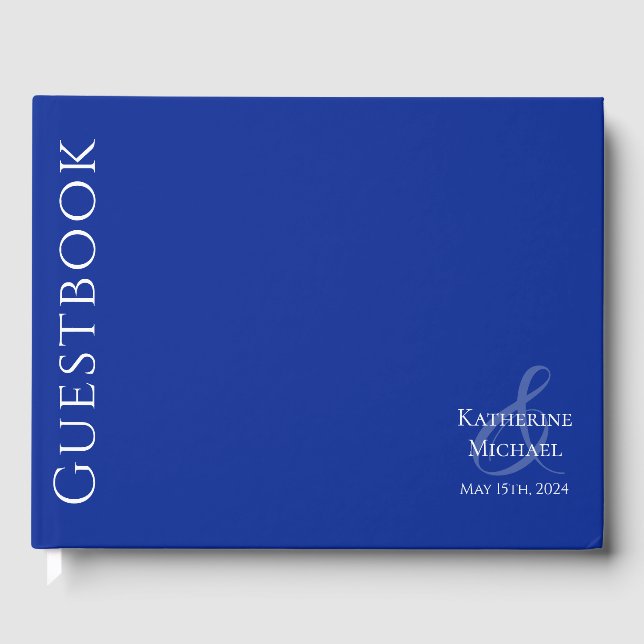 Livro De Visitas Casamento Azul e Branco Moderno (Frente)