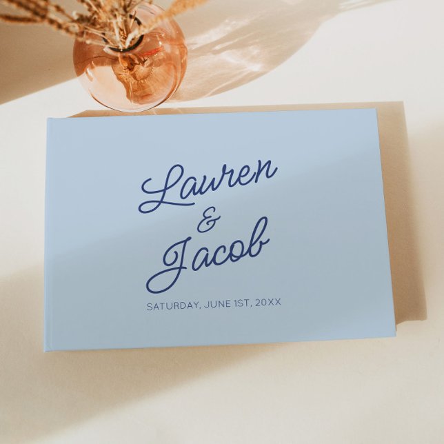 Livro De Visitas Casamento Azul Minimalista Moderno (Criador carregado)