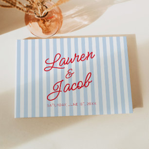 Livro De Visitas Casamento Azul Minimalista Moderno com Listras Ver