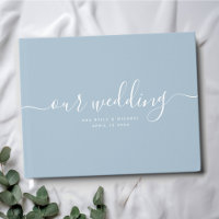 Casamento Azul Mínimo Elegante Chic Dusty Moderno