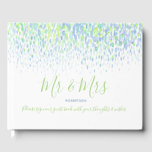 Livro De Visitas Casamento azul personalizado em cascata