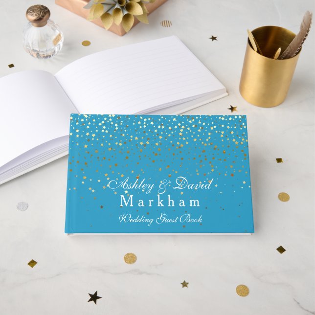 Livro De Visitas Casamento Azul Turquesa (Frente aberta)
