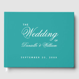 Livro De Visitas Casamento Azul Verde Simples Caligrafia em Script