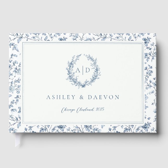 Livro De Visitas Casamento Blue Chinoiserie (Frente)