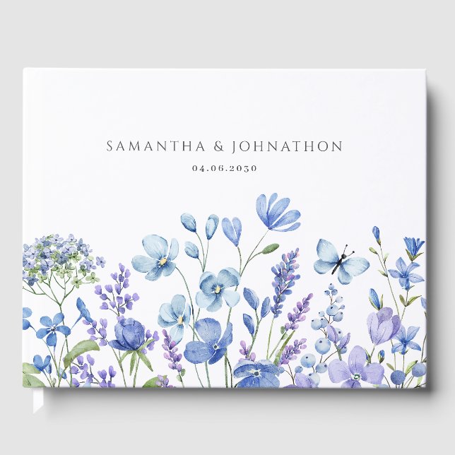 Livro De Visitas Casamento Blue Wildflower (Frente)