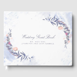 Livro De Visitas Casamento Blush e Dusty Blue Floral