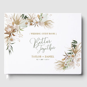 Livro De Visitas Casamento Boêmio Verde e Dourado Boho
