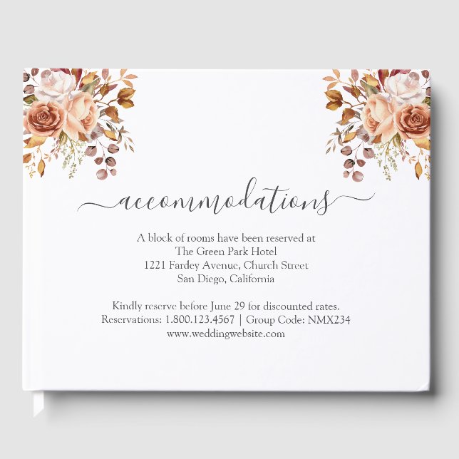 Livro De Visitas Casamento Boho Rústico Country de Outono de Folhas (Frente)