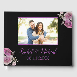 Livro De Visitas Casamento Bonito de Púrpura e Negra
