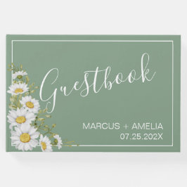 Livro De Visitas Casamento bonito dos Green & White Daisies