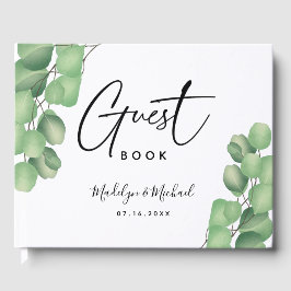 Livro De Visitas Casamento Botânico de Folhagem de Eucalipto Modern