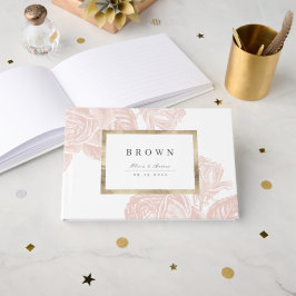 Livro De Visitas Casamento botânico de rosa de luxo