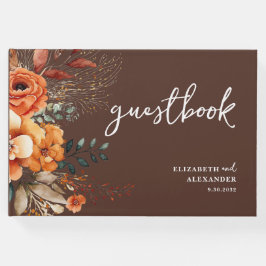 Livro De Visitas Casamento botânico de tons quentes florais autônom