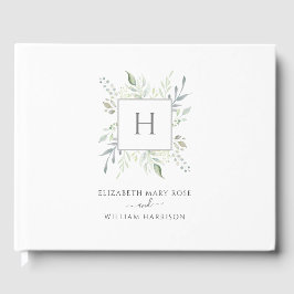 Livro De Visitas Casamento Botânico do Monograma Elegante