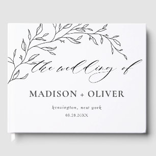 Livro De Visitas Casamento Botânico Laurel, Linha Minimalista Mode