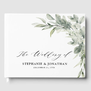 Livro De Visitas Casamento Botânico Minimalista Eucalyptus Verde Sa