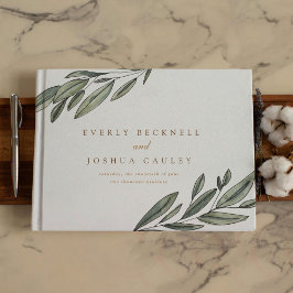 Livro De Visitas Casamento Botânico Romântico de Sempre Verde