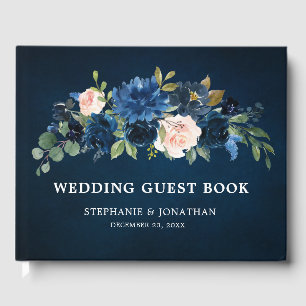 Livro De Visitas Casamento Botânico Rosa Rosa Rosa Marinho Azul