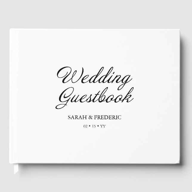 Livro De Visitas Casamento Branco da Caligrafia Mínima de Script Mo (Frente)