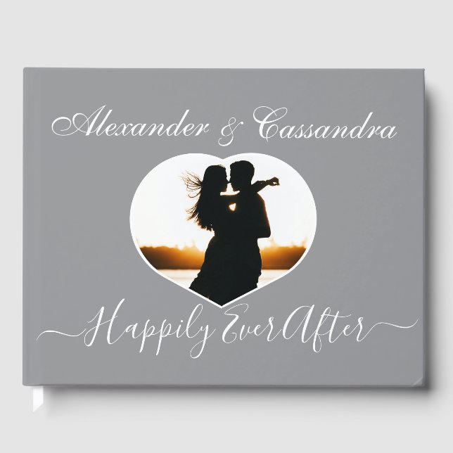 Livro De Visitas Casamento Branco da Cinza Mínima Elegante Moderna (Frente)