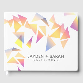 Livro De Visitas Casamento Branco de Confetti Multicolorido Pastel