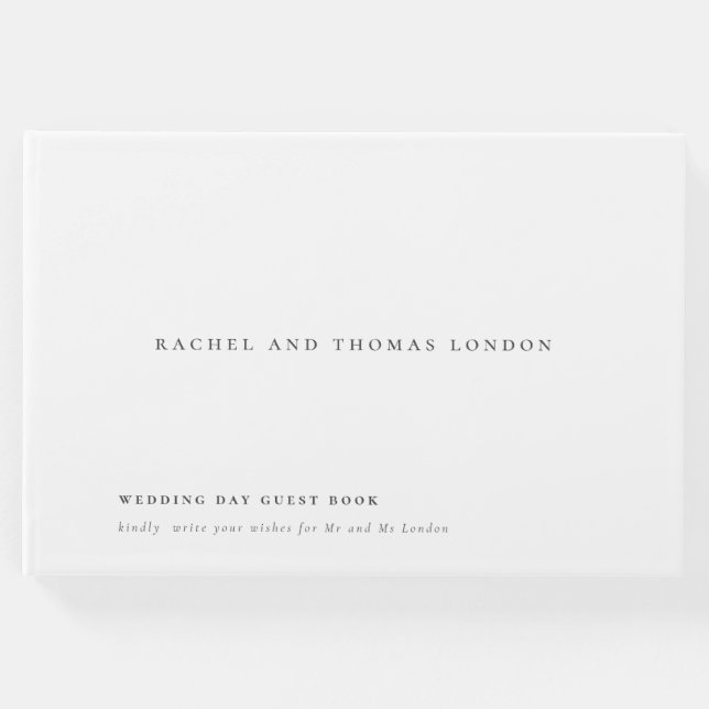 Livro De Visitas Casamento Branco Negro de Script Elegante Minimali (Frente)