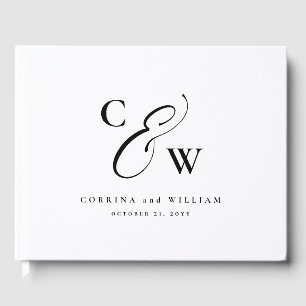 Livro De Visitas Casamento branco preto de colagem fotográfica em h